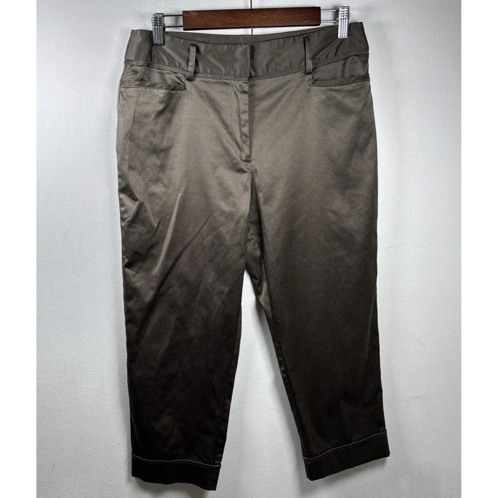 Ingredients Women’s Capri Pants Size 10 Taupe Gray Stretch Cuffed Career Casual